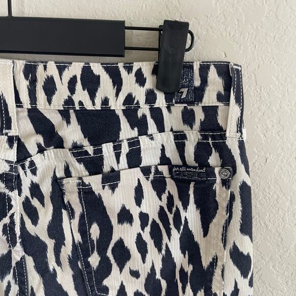 7 For All Mankind The Skinny Jean In Ikat Leopard Print Mid Rise - Size 28 - Picture 4 of 7